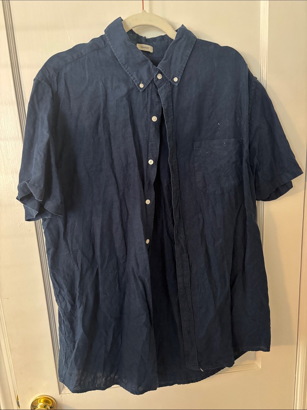 J. Crew Men's Short-Sleeve Button-Down Shirt in Navy Blue